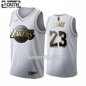 Camiseta Niños Los Angeles Lakers LeBron James 23 2019-20 Nike Blanco Golden Edition Swingman